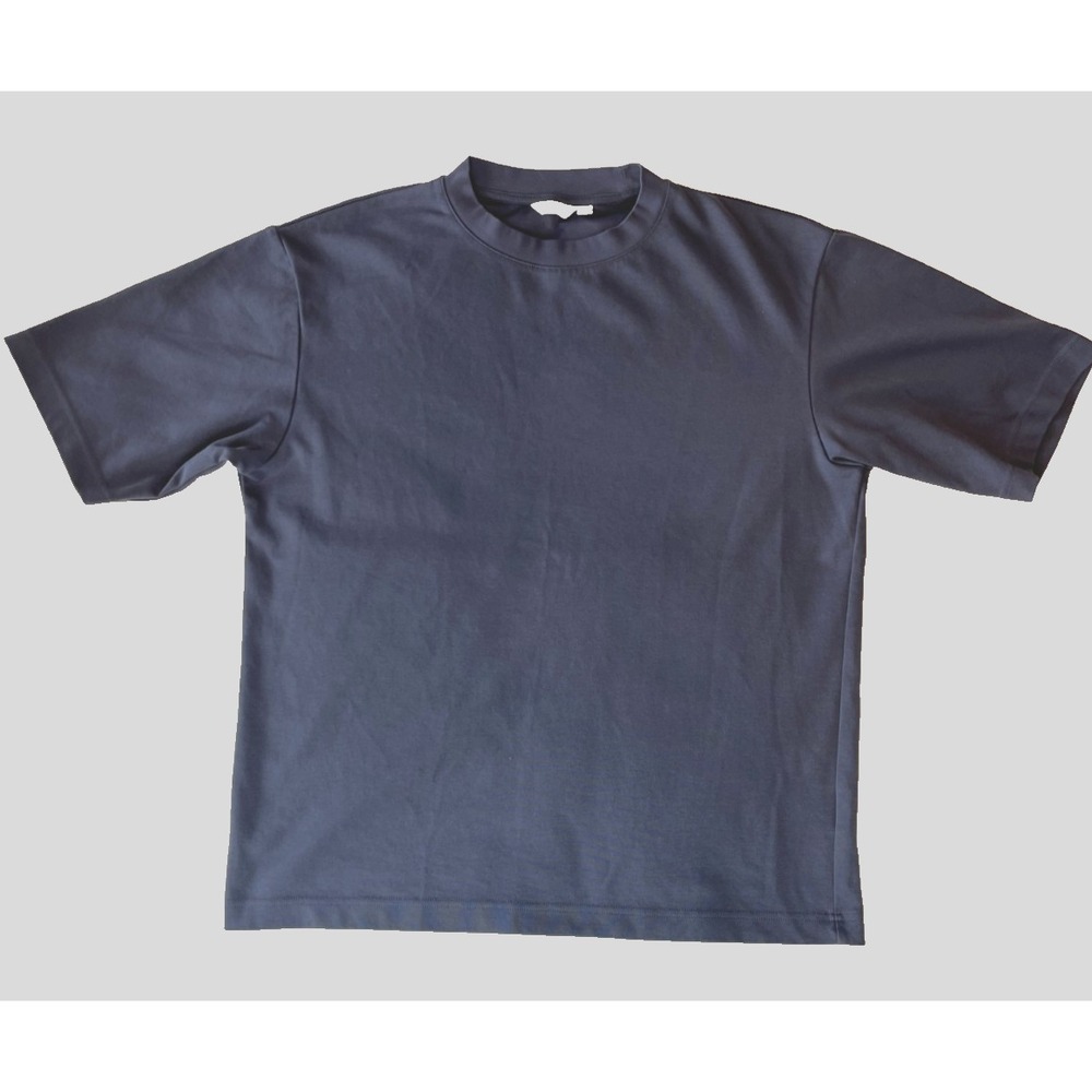 Uniqlo AIRism Cotton Mens T-Shirt M Blue Crew Neck Short Sleeve Relaxed Tee
